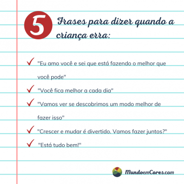 Cinco frases para dizer quando a criança erra